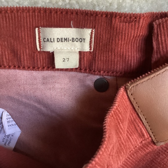 Madewell Cali Demi Boot Corduroy Pants / Size 27 Orange Cropped button Front - Picture 8 of 9